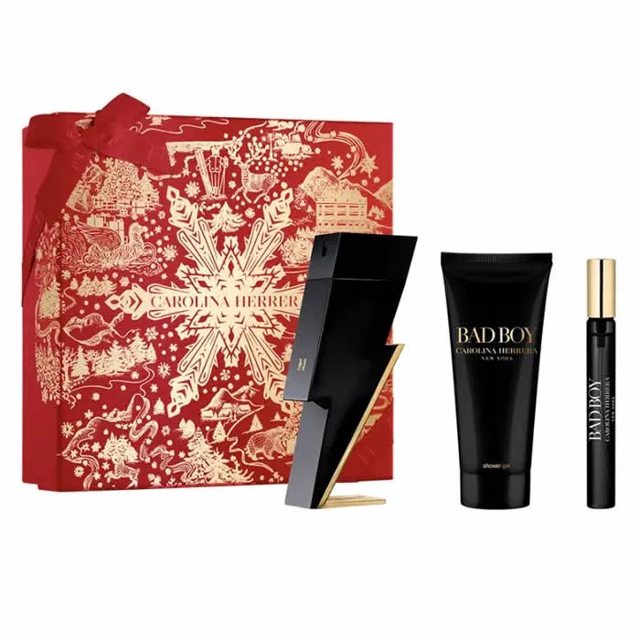 Carolina Herrera Bad Boy Eau De Toilette Vaporisateur 100ml Coffret 3 Produits - Afanaya